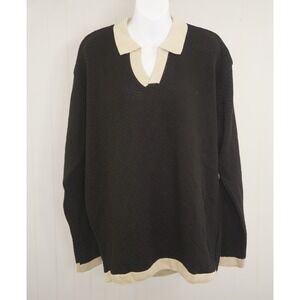 boohooMAN Mens M Black Oversized Contrast Collar Knitted Polo BMM60911-105-56
